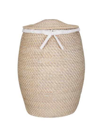 John Lewis Rattan Laundry Basket, White, White