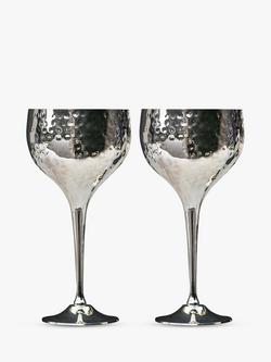 Culinary Concepts Hammered Wine Goblets, Box of 2, Silver, 