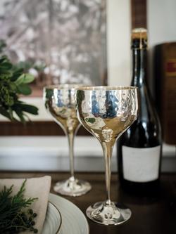 Culinary Concepts Hammered Wine Goblets, Box of 2, Silver - view 2, 