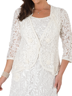 chesca Lace Cornelli Embroidered Trim Jacket, Ivory