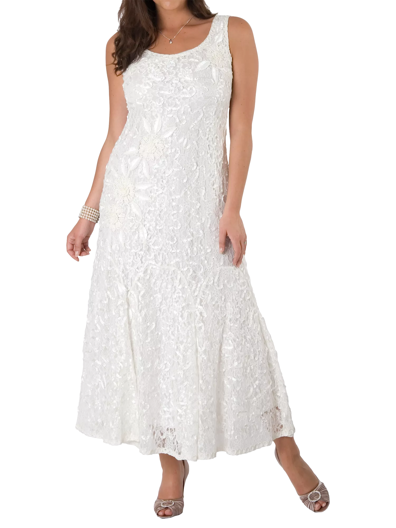 Chesca lace cornelli embroidered dress hotsell