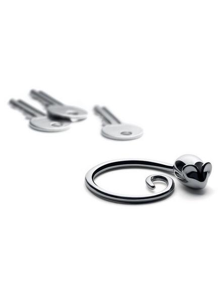 Alessi Pip Keyring, Silver - view 2, Silver