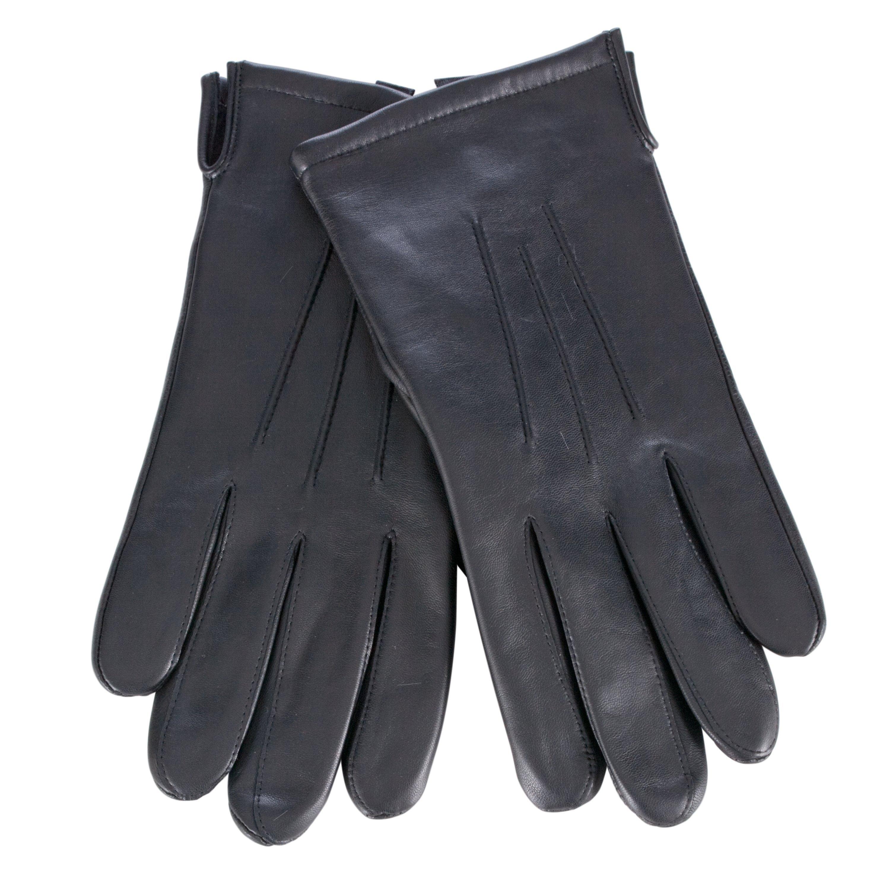 John Lewis & Partners Fleece Lined Leather Gloves, Black, M