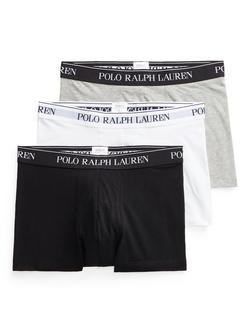 Polo Ralph Lauren Cotton Trunks, Pack of 3, Black/Grey/White