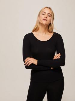 John Lewis Long Sleeve Heat Generating Thermal Top, Black