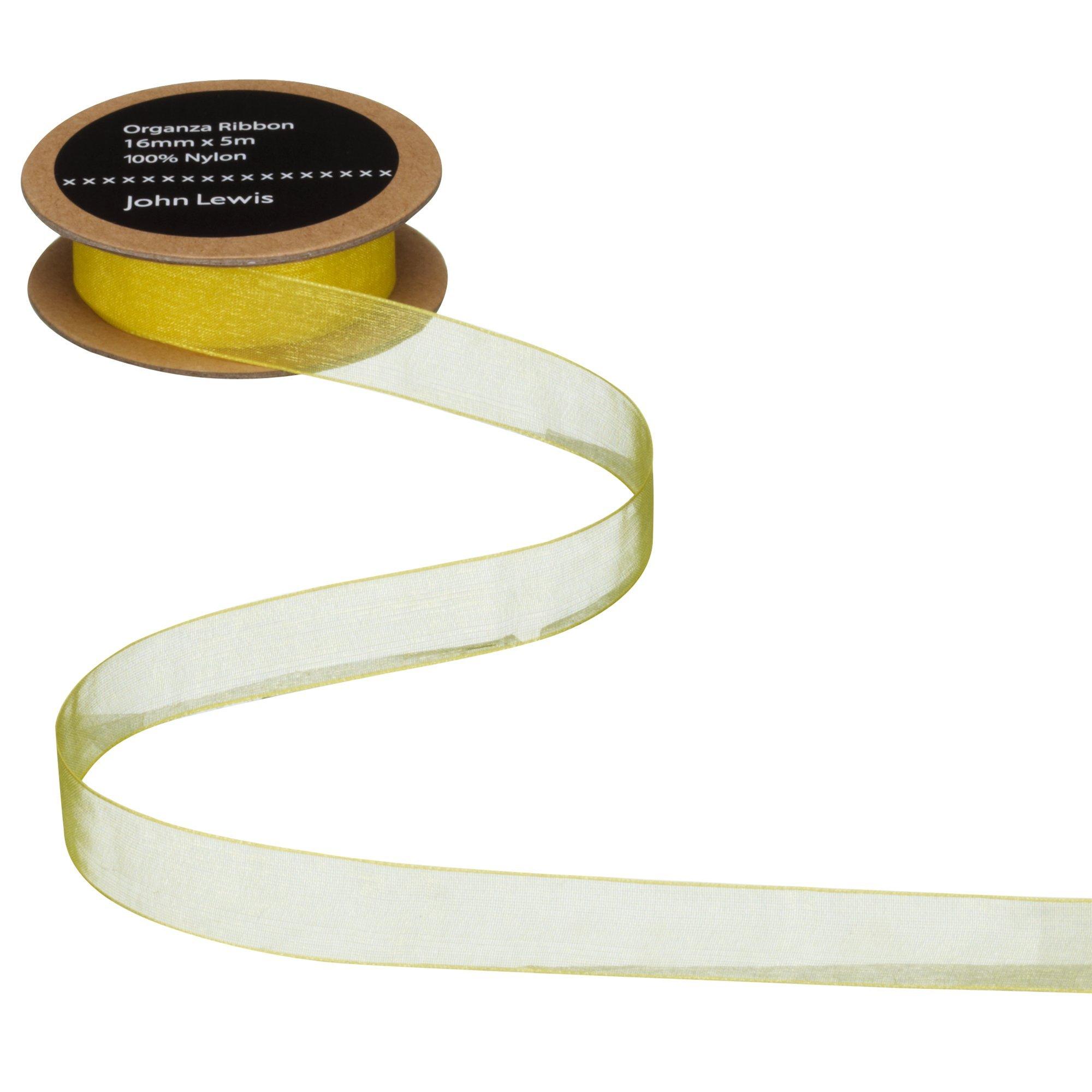 John Lewis Woven Edge Organza Ribbon, Saffron, 16mm