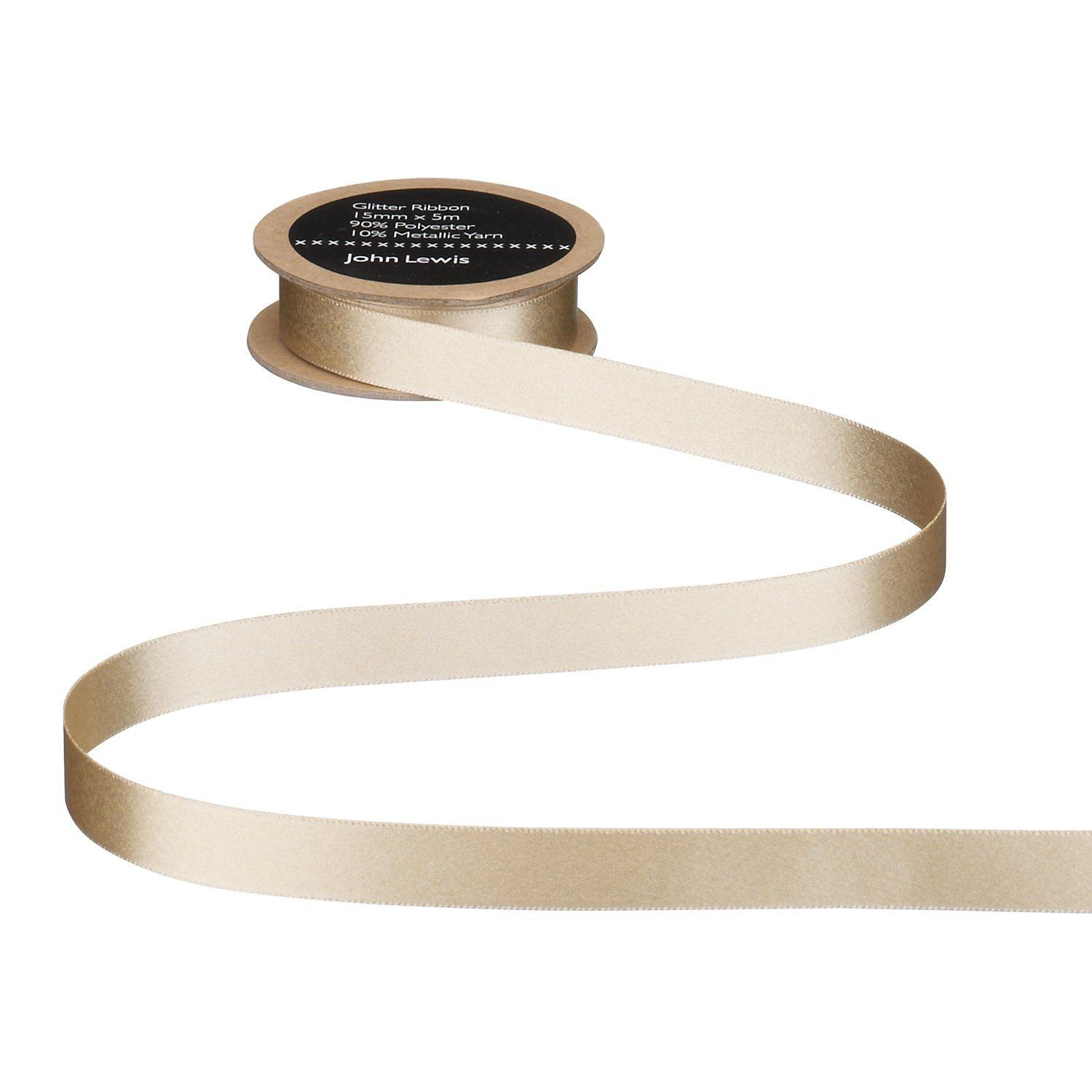John Lewis Glitter Ribbon, Gold, 25mm