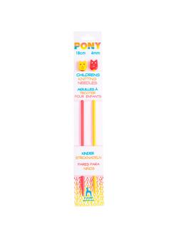 Pony Children's 18cm Knitting Needles, Pack of 2, Assorted Widths, Red/Yellow