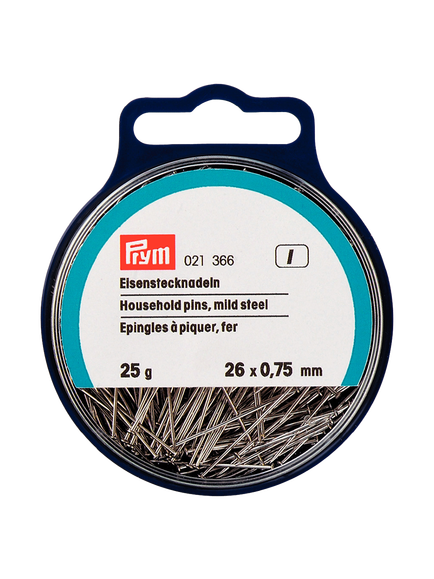 Prym Household Pins, 0.75 x 26mm, 25g Tub, Silver