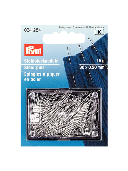 Prym Super Fine Hard Steel Pins, 15g, Silver