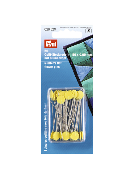 Prym Quilter's Flat Flower Pins, 60 x 50mm, Pack of  50, Silver