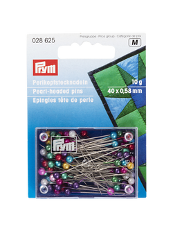 Prym Pearl Head Pins, Assorted Colours, 38mm, Pack of 40, 