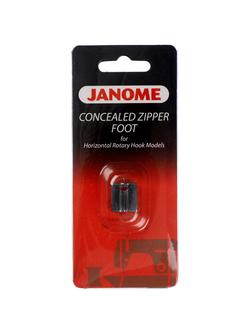 Janome Concealed Zipper Foot, Horizontal Rotary Hook Models, Silver
