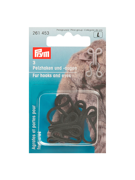Prym Faux Fur Hook & Eye, Black, Black