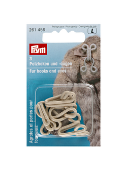 Prym Faux Fur Hook & Eye, Beige