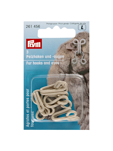 Prym Faux Fur Hook & Eye, Beige