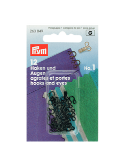 Prym Brass Hooks And Eyes, Black, Black