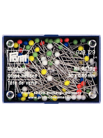 Prym Glass Headed Pins, Various Colours, Pack of 100, Multi