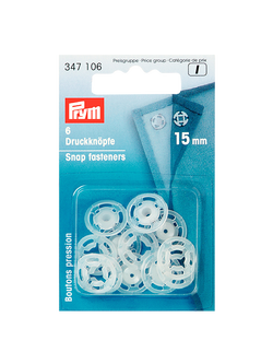 Prym Sew-On Snap Fasteners, 15mm, Pack of 6, Transparent
