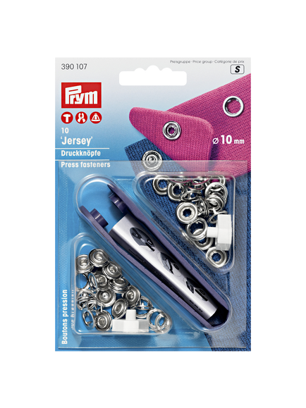 Prym Brass Jersey Ring Top Press Fasteners, 10mm, Silver, 