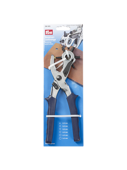Prym Revolving Leather Punch Pliers, 6 Hole Sizes, Silver
