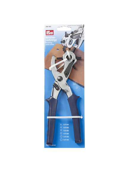 Prym Revolving Leather Punch Pliers, 6 Hole Sizes, Silver