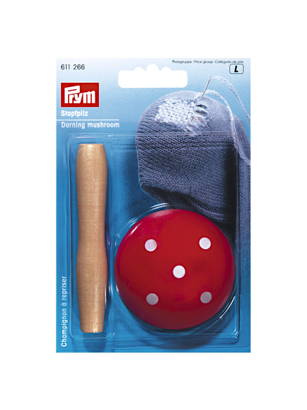 Prym Wooden Darning Mushroom, Red