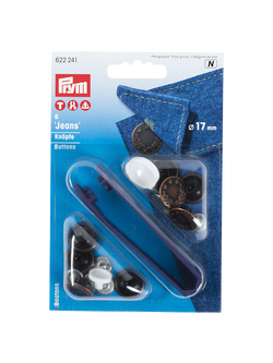 Prym Jeans Buttons, 17mm, Copper, Pack of 8, Silver