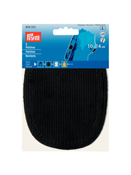 Prym Iron-On Cord Patches,  2 Per Pack, Black