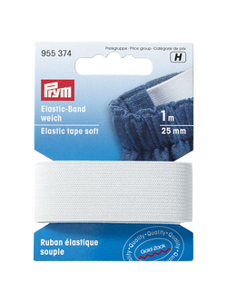 Prym Elastic Tape Soft, 1m, White, 