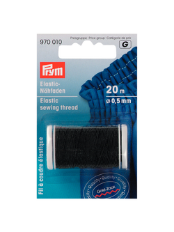 Prym Elastic Sewing Thread, 20m, Black