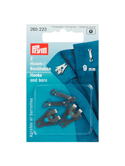 Prym Trouser Small Hook and Bar, 9mm, Black, Black