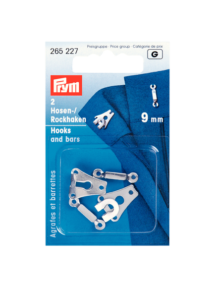 Prym Trouser Small Hook and Bar, 9mm, White, White