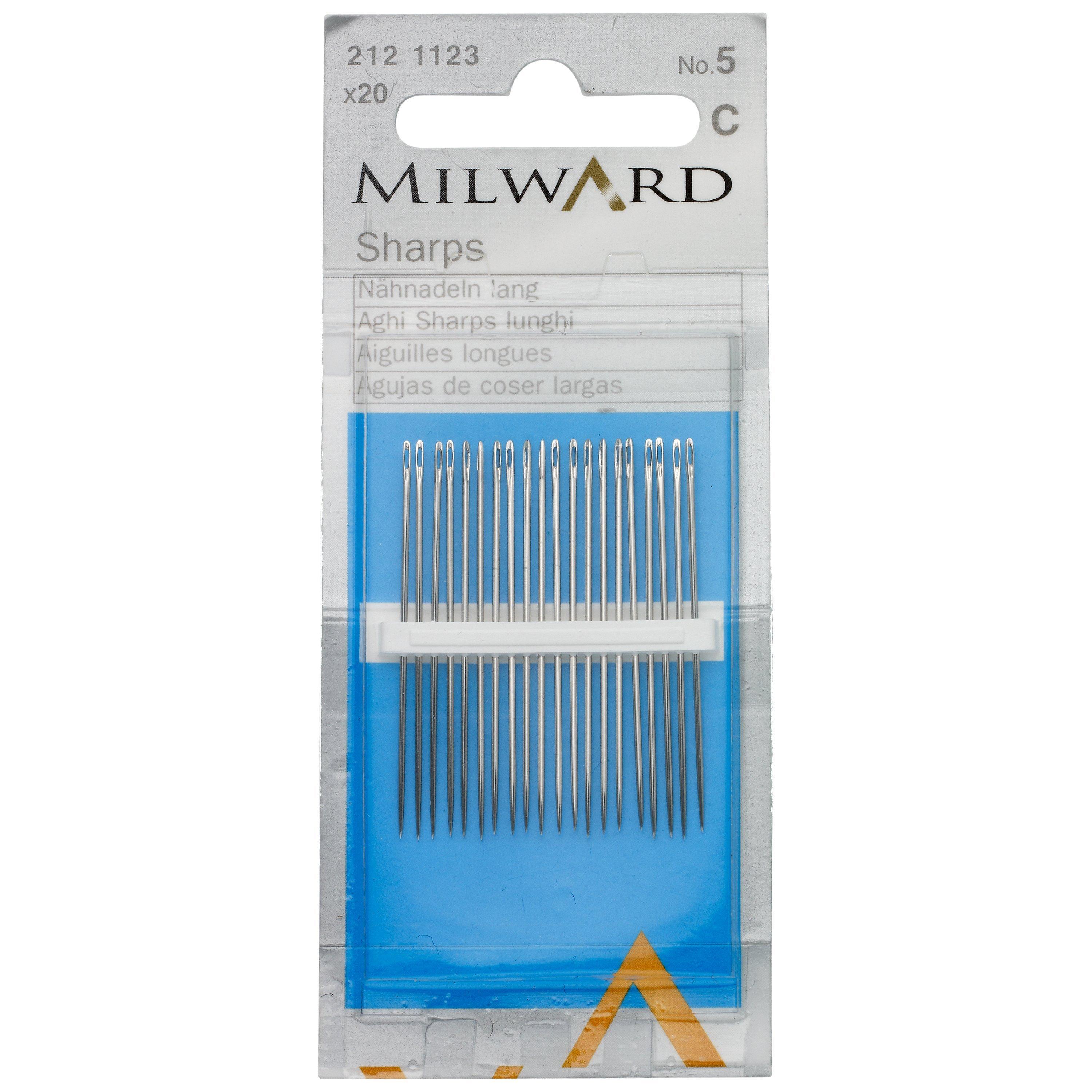 Milward Sharps Sewing Needles, Size 5, Pack of 20