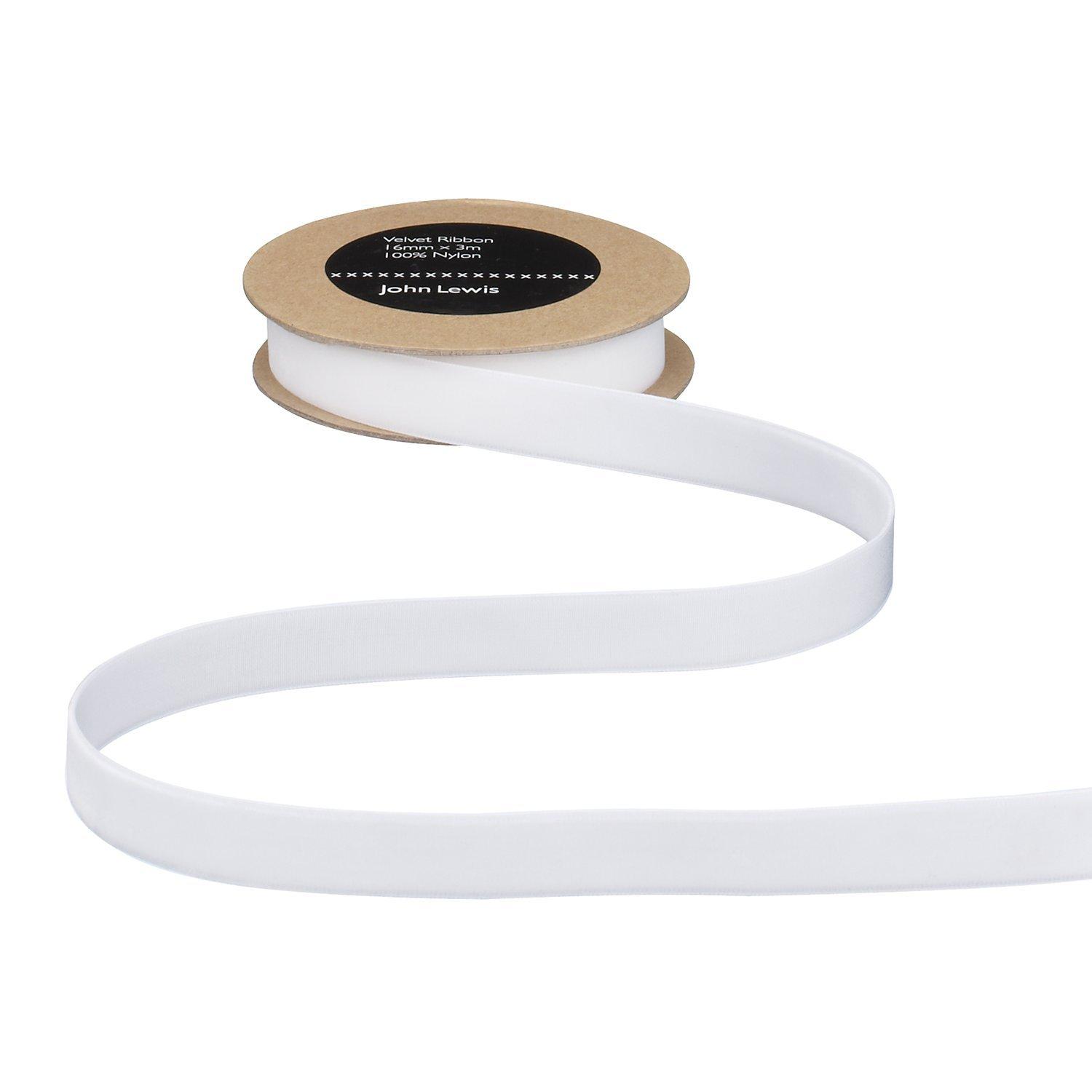 John Lewis & Partners Velvet Ribbon, White