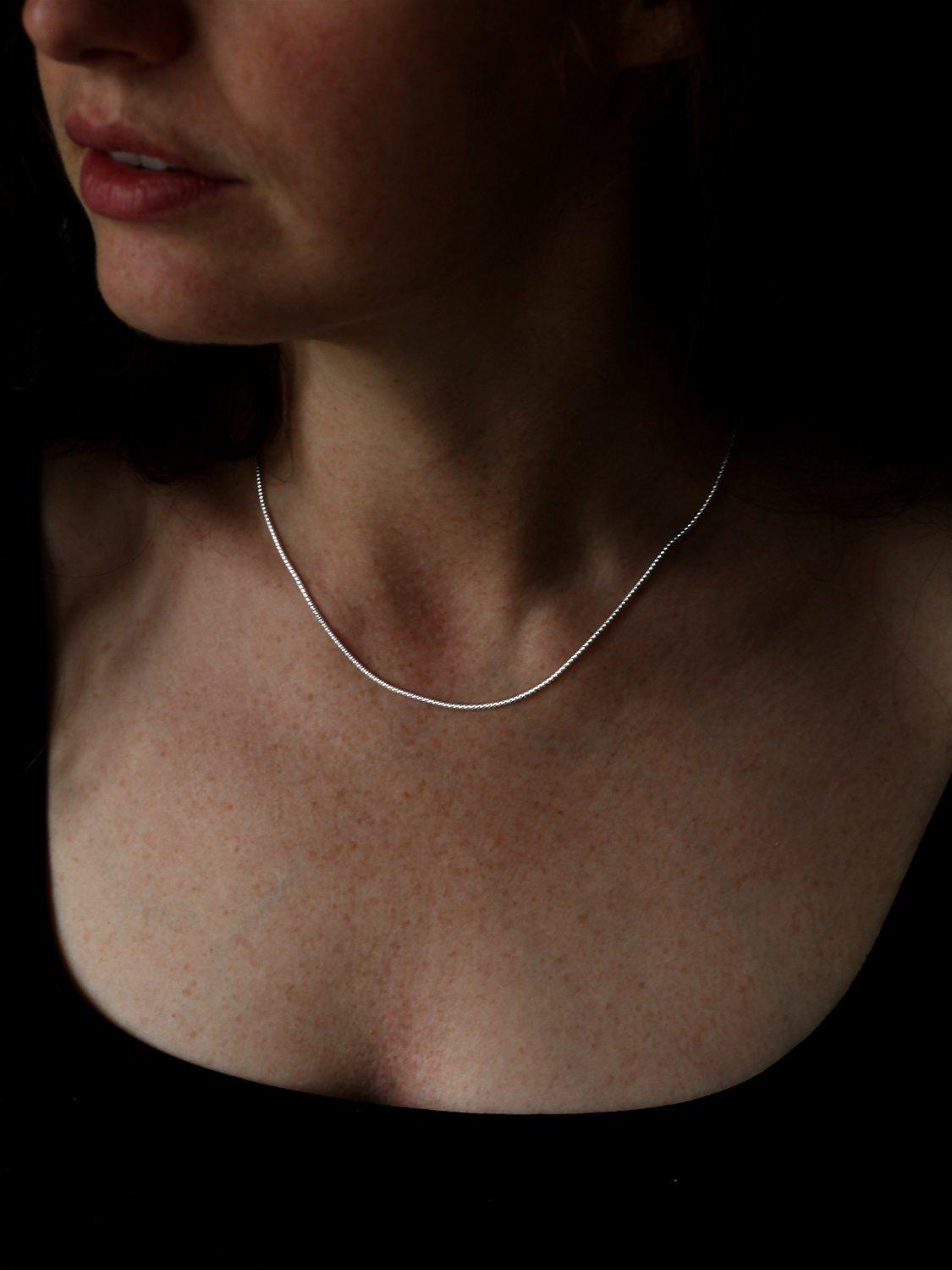 Product image 2 of 4, which shows Nina B Slim Popcorn Silver Chain Necklace, 45cm, Silver