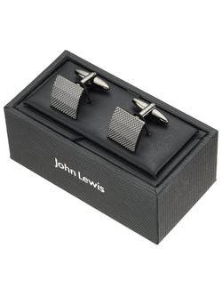 John Lewis Textured Square Cufflinks, Grey - view 2, Grey