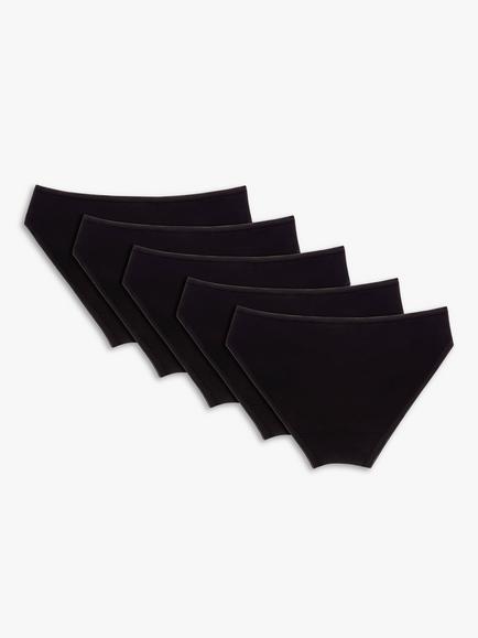 John Lewis Cotton Bikini Knickers, Pack of 5, Black