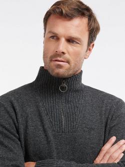 Barbour Essential Lambswool Half Zip Jumper, Charcoal, Charcoal