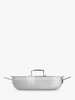 Le Creuset 3-Ply Stainless Steel Shallow Casserole & Lid - view 2, Silver