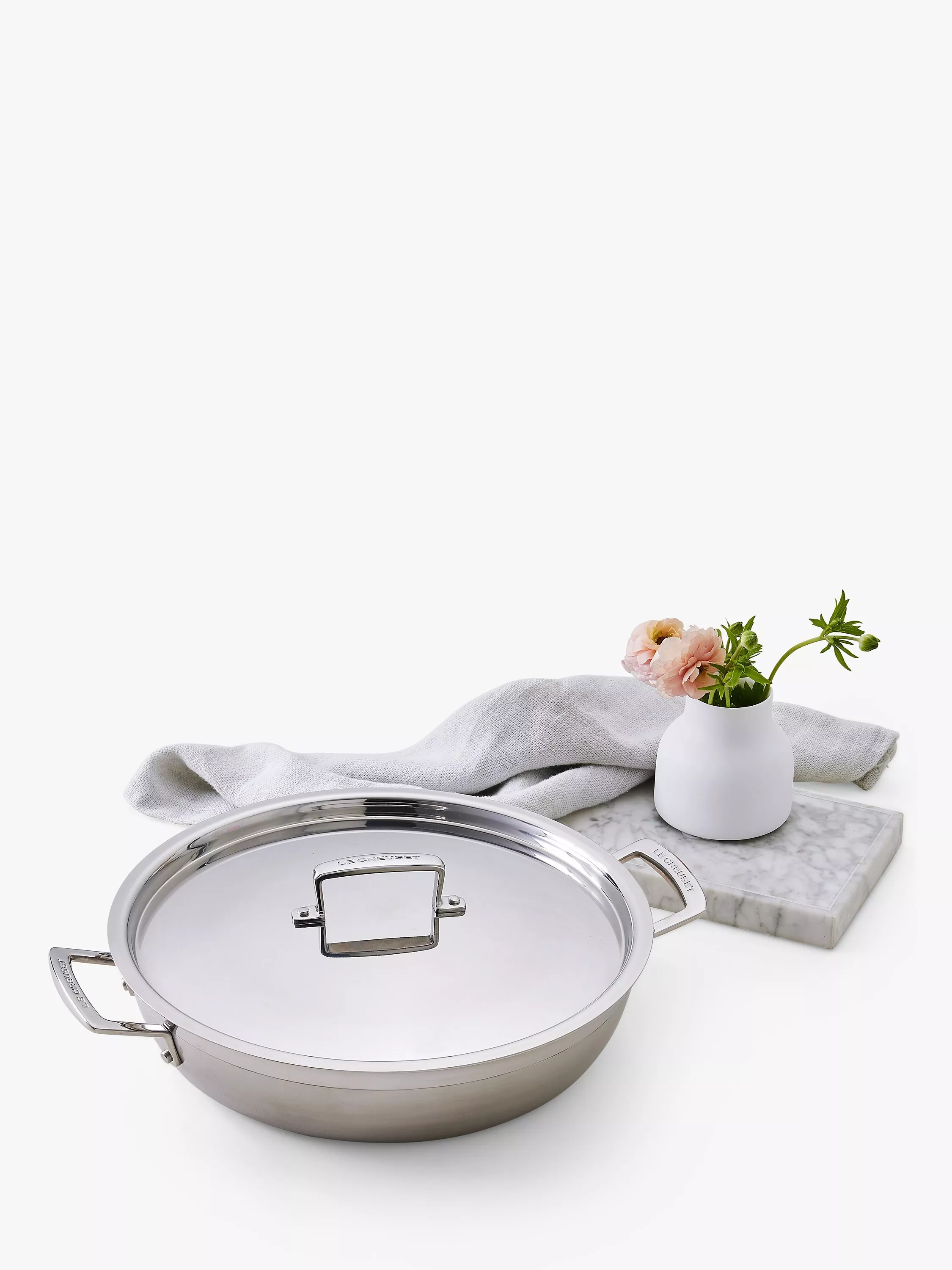 Le Creuset 3-Ply Stainless Steel Shallow Casserole & Lid