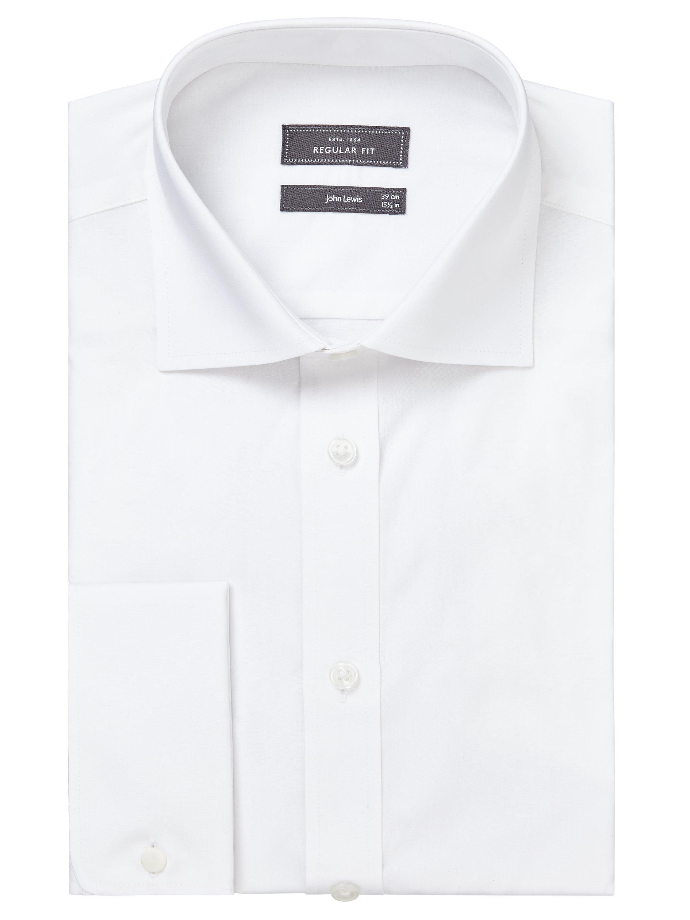 John Lewis Partners Cotton Double Cuff Regular Fit Shirt White