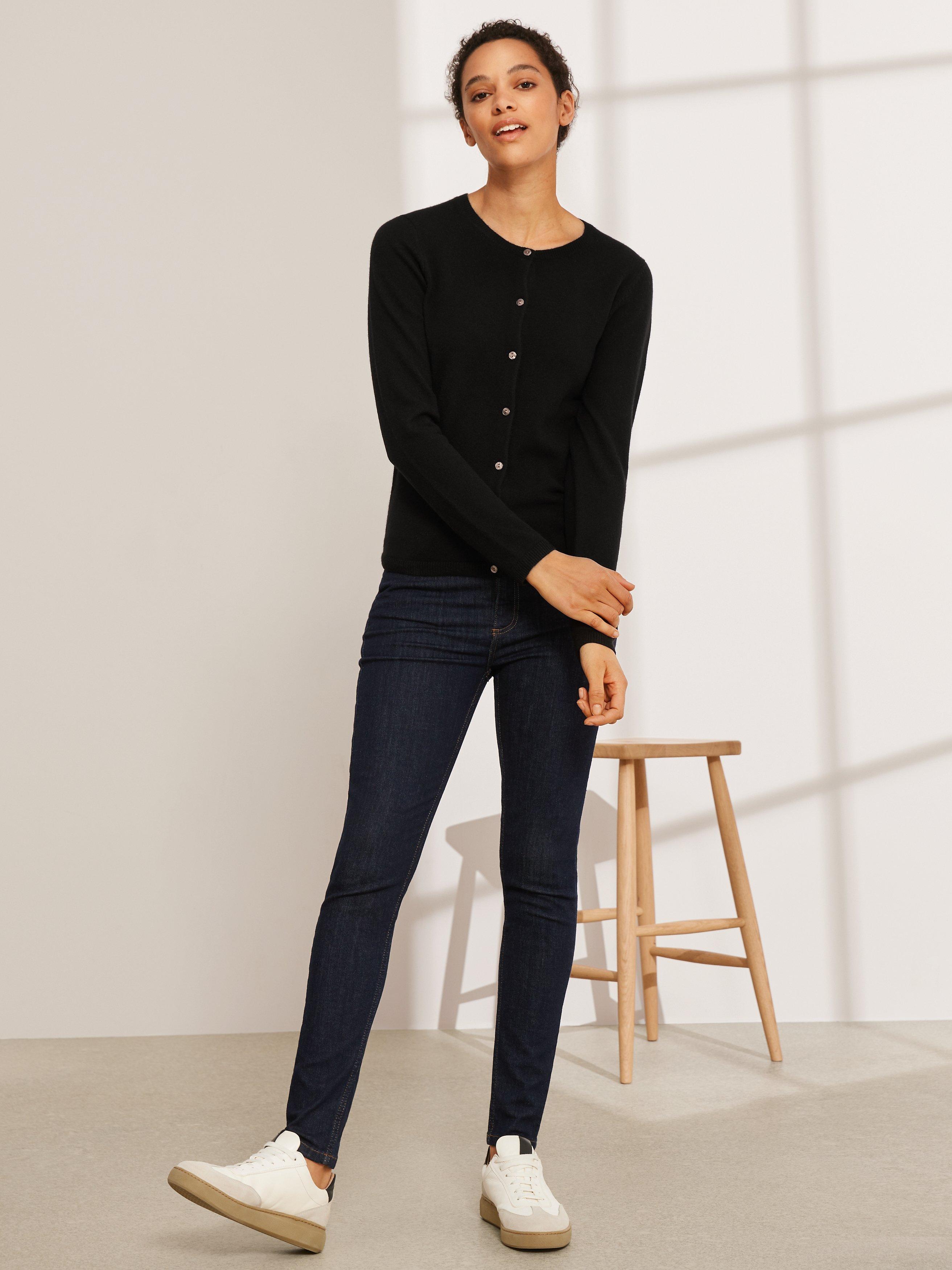 John Lewis Cashmere Crew Neck Cardigan, Black