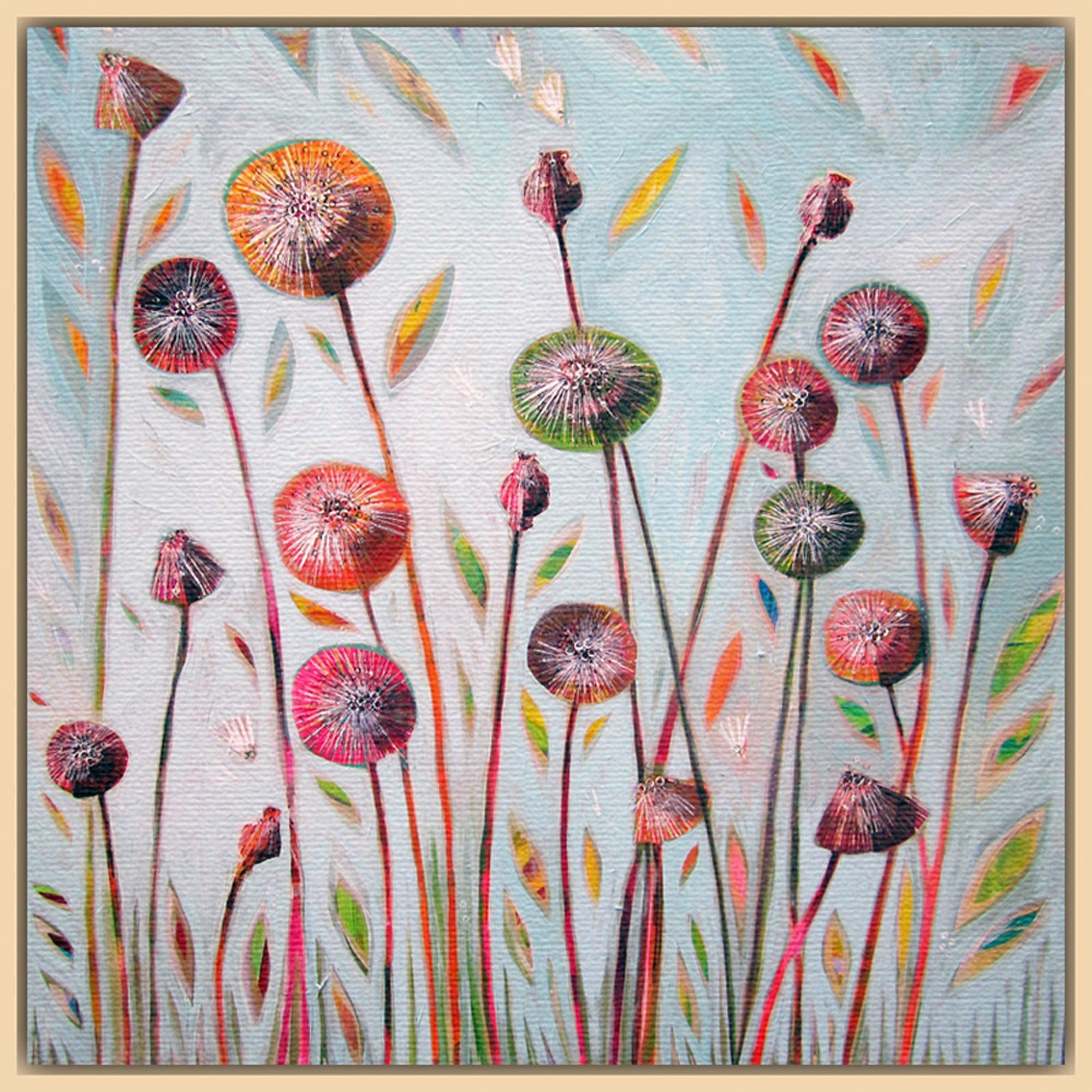 Shyama Ruffell - Dandelion Blue, Natural Ash Framed Canvas