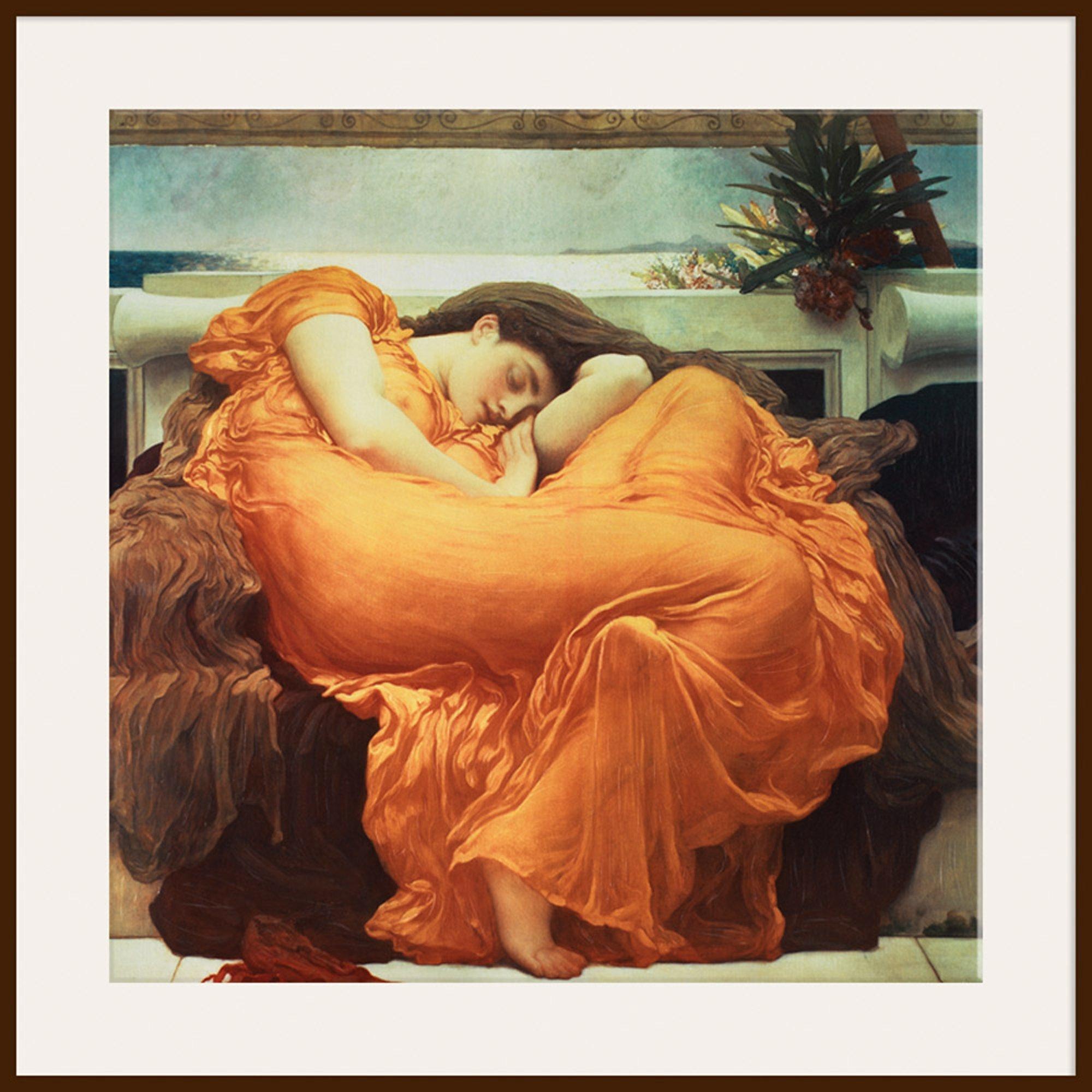 Frederick Lord Leighton - Flaming June, Dark Brown Framed Print