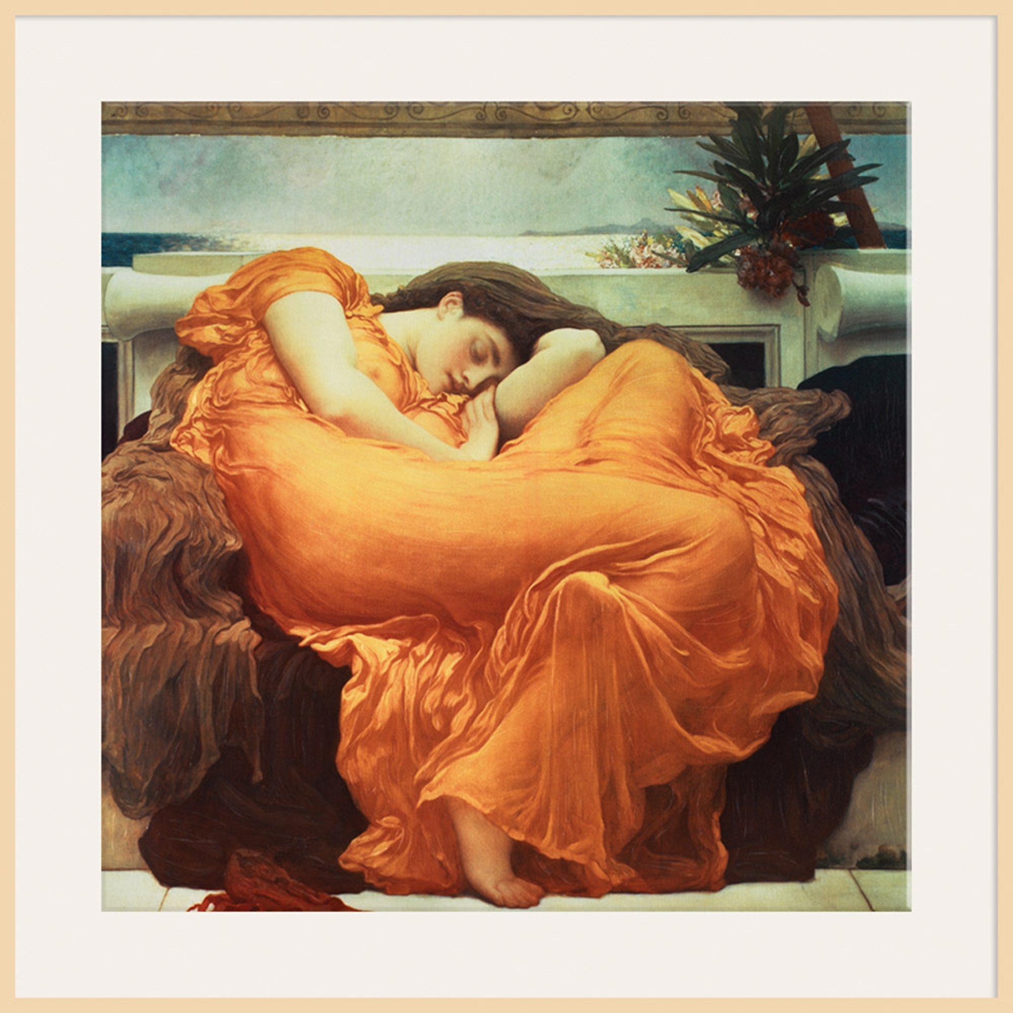 Frederick Lord Leighton - Flaming June, Natural Ash Framed Print