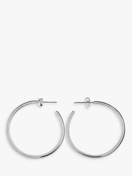 Nina B Sterling Silver Medium Square Hoop Earrings, Silver - view 2, Silver