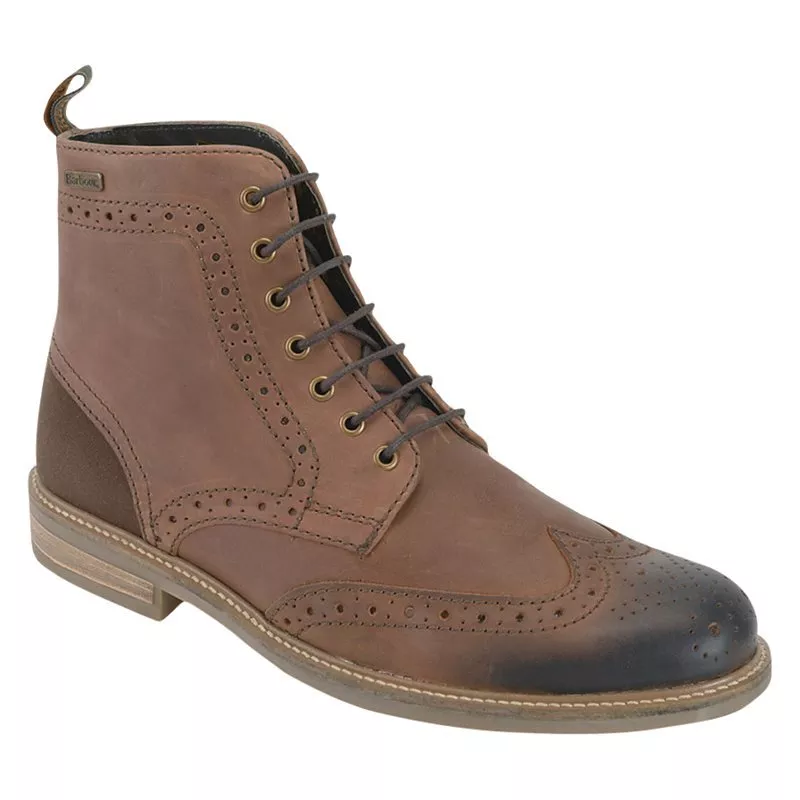 Barbour Belsay Leather Brogue Boots Dark Tan