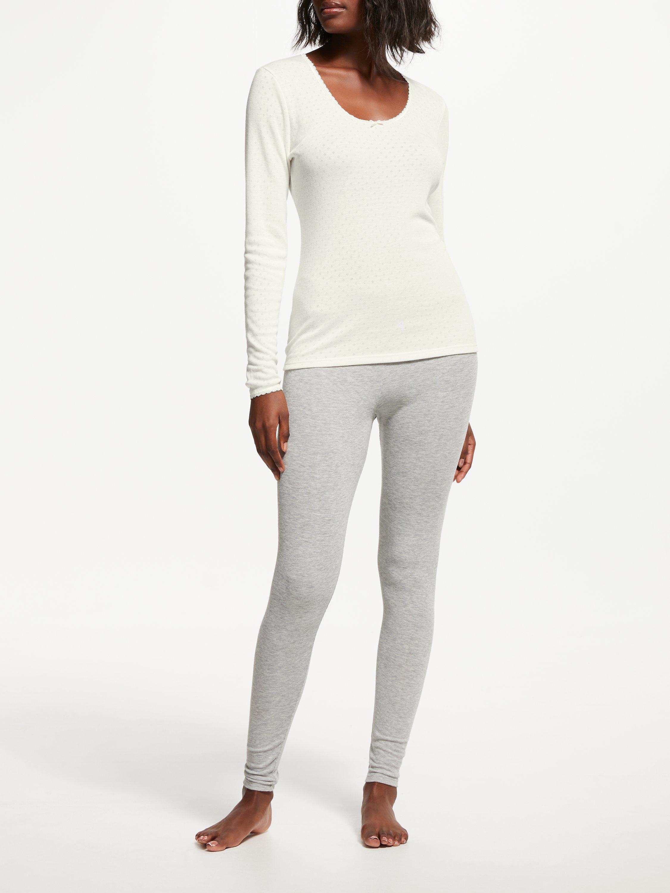 Product image 4 of 6, which shows John Lewis Long Sleeve Thermal Pointelle Top, Ivory, 8-10