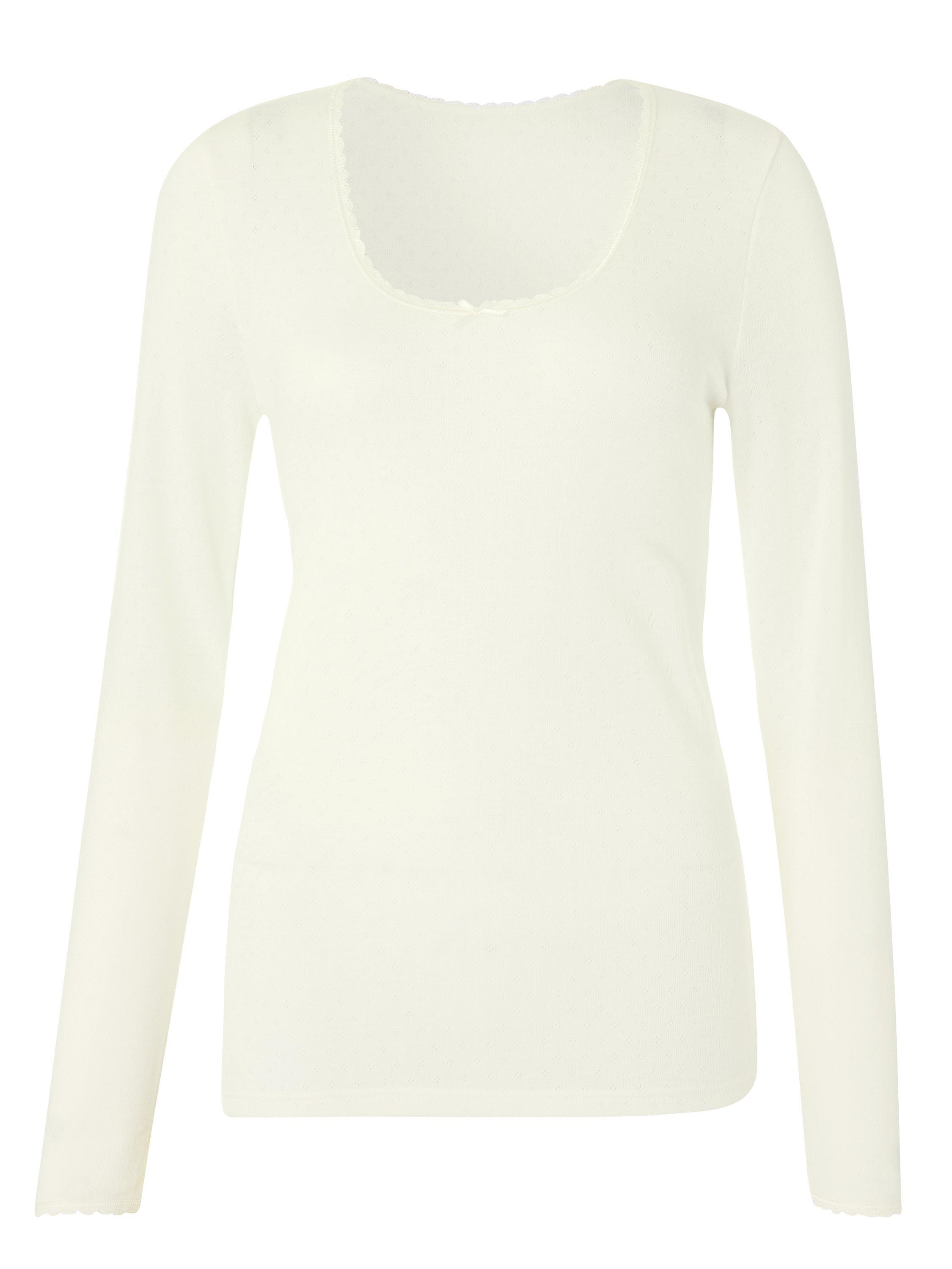 John Lewis Long Sleeve Thermal Pointelle Top, Ivory, 8-10